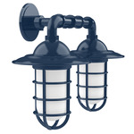 Vaportite Duo Cap Outdoor Wall Light - Navy / Frosted