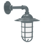 Vaportite Straight Arm Cap Outdoor Wall Sconce - Slate Gray / Frosted