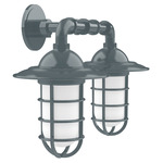 Vaportite Duo Cap Outdoor Wall Light - Slate Gray / Frosted