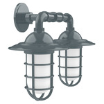 Vaportite 2 Light Cap Outdoor Wall Sconce - Slate Gray / Frosted