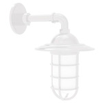 Vaportite Straight Arm Cap Outdoor Wall Sconce - White / Frosted