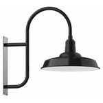 Warehouse Curved Arm Outdoor Wall Light - Black