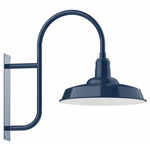 Warehouse Curved Arm Outdoor Wall Light - Navy