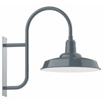 Warehouse Curved Arm Outdoor Wall Light - Slate Gray