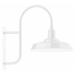 Warehouse Curved Arm Outdoor Wall Light - White Gloss