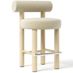 Gropius Wooden Leg Counter / Bar Chair - Natural Ash / Ivory Wool