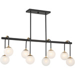 Couplet Linear Chandelier - Matte Black / Warm Brass / Frosted