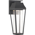Brookline Outdoor Wall Sconce - Matte Black / Clear Seeded