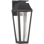 Brookline Outdoor Wall Sconce - Matte Black / Clear Seeded