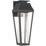 Brookline Outdoor Wall Sconce - Matte Black / Clear Seeded