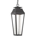 Brookline Outdoor Pendant - Matte Black / Clear Seeded