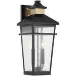 Kingsley Outdoor Wall Sconce - Matte Black / Warm Brass / Clear Seeded