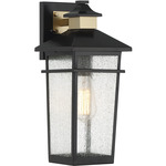 Kingsley Outdoor Wall Sconce - Matte Black / Warm Brass / Clear Seeded