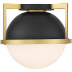 Carlysle Ceiling Light - Matte Black / Warm Brass / White Opal