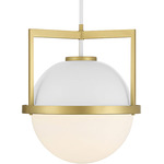 Carlysle Pendant - White / Warm Brass / White Opal