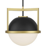 Carlysle Pendant - Matte Black / Warm Brass / White Opal