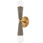 Dax Double Wall Light - Patina Brass / Cork