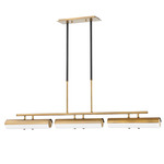 Titus Linear Pendant - Patina Brass / Black / Opal