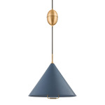 Fontana Pendant - Patina Brass / Slate Blue