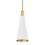 Huntley Long Pendant - Patina Brass / White