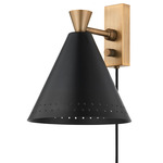 Marvin Plug-In Wall Light - Patina Brass / Black