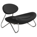 Meadow Lounge Chair - Brushed Steel / Dunes Black Leather