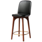 Utility Counter / Bar Chair - Natural Walnut / Bellagio Black Leather