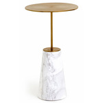 Bund Side Table - White Marble / Antique Gold