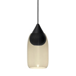 Liuku Drop Pendant with Glass Shade - Floor Model - Black Stain Lacquered / Smoke