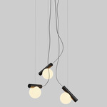 Node Chandelier - Matte Black / Matte Opal