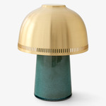 Raku Portable Table Lamp - Blue Green / Brass