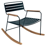 Surprising Teak Rocking Chair - Acapulco Blue / Natural Wood