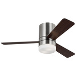 Era Hugger Ceiling Fan with Light - Brushed Steel / American Walnut-Silver / Matte Opal