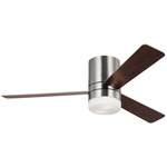 Era Hugger Ceiling Fan with Light - Brushed Steel / American Walnut-Silver / Matte Opal