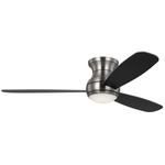 Orbis Hugger Ceiling Fan with Light - Brushed Steel / American Walnut-Silver / Frosted
