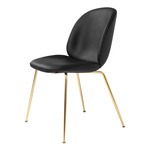 Beetle Upholstered Dining Chair - Brass Semi Matte / Black Leather