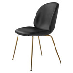 Beetle Upholstered Dining Chair - Antique Brass / Black Leather