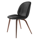 Beetle Upholstered Dining Chair - American Walnut / Black Leather