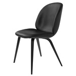 Beetle Upholstered Dining Chair - Black Stained Beech / Black Leather