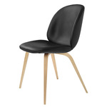 Beetle Upholstered Dining Chair - Oak / Black Leather