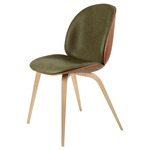 Beetle Veneer Dining Chair - Oak / Soft Leather Army / Walnut Veneer