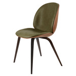 Beetle Veneer Dining Chair - Smoked Oak / Soft Leather Army / Walnut Veneer
