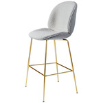 Beetle Upholstered Bar / Counter Chair - Brass Semi Matte / Karakorum Grey