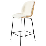 Beetle Veneer Bar / Counter Chair - Black / Karakorum Ivory / Oak Veneer