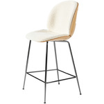 Beetle Veneer Bar / Counter Chair - Black Chrome / Karakorum Ivory / Oak Veneer
