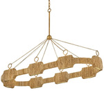 Raffi Linear Chandelier - Burnished Gold / Raffia