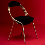 Musico Chair - Satin Brass / Black Leather