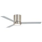 Roto Flush Ceiling Fan with Light - Brushed Nickel / Silver