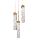 Minx Round Multi Light Pendant - Aged Brass / Crystal