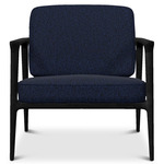 Zio Lounge Chair - Black Stained Oak / Calligraphy Bird Jacquard Blue